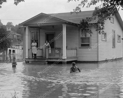 Boys Swim In Flood Waters! Vintage 8x10 Reprint Of Old Photo - Photoseeum