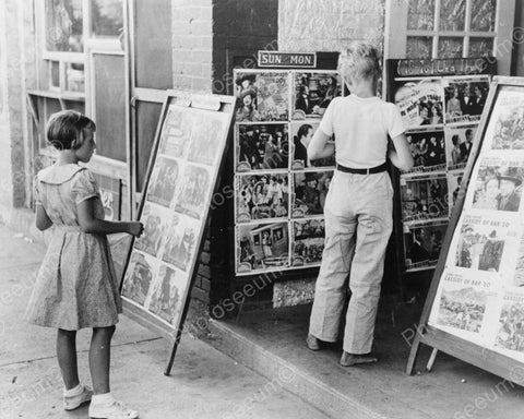Children Studying Lobby Cards At Move Theatre Vintage 8x10 Reprint Of Old Photo - Photoseeum