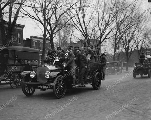 Boy Scouts Ride Truck At Fire Drill 1900 8x10 Reprint Of Old Photo - Photoseeum