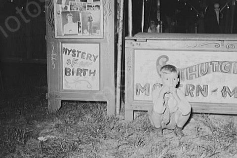 Louisiana Fair Boy Sits by Sideshow Signs 4x6 Reprint Of Old Photo - Photoseeum