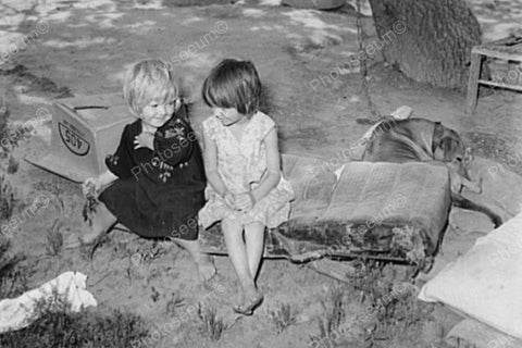 Little Toddler Girls  Bond Amongst Debris 4x6 Reprint Of Old Photo - Photoseeum