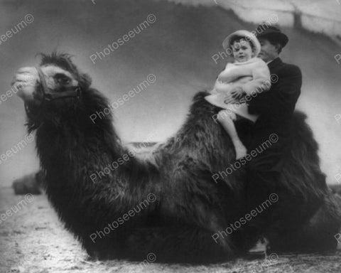Baby Girl & Father Take Camel Ride! 8x10 Reprint Of Old Photo - Photoseeum