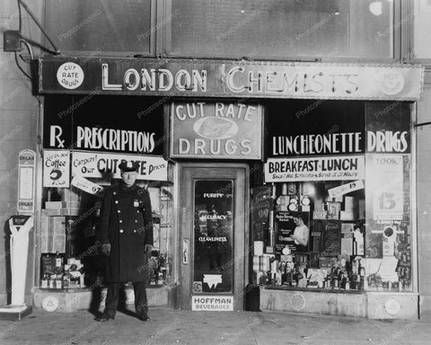 London Chemists Drug Store Ex Lax Sign 8x10 Reprint Of Old Photo - Photoseeum