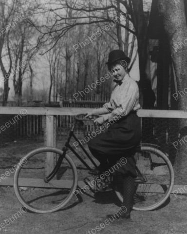 Girl Riding Bike 1897 Vintage 8x10 Reprint Of Old Photo - Photoseeum