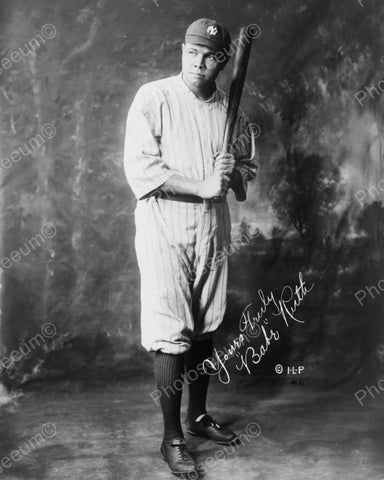 Babe Ruth In Uniform Holding Baseball Bat 1920 Vintage 8x10 Reprint Of Old Photo - Photoseeum