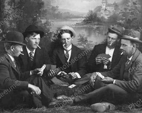 Men Playing A Game Of Poker 8x10 Reprint Of Old Photo - Photoseeum