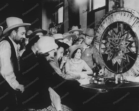 Sheriff Gambling On Gaming Wheel Vintage 8x10 Reprint Of Old Photo - Photoseeum