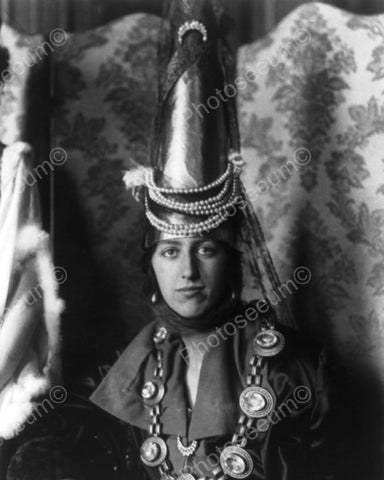 Lady In Vintage Tall Cone Hat 1900s 8x10 Reprint Of Old Photo - Photoseeum