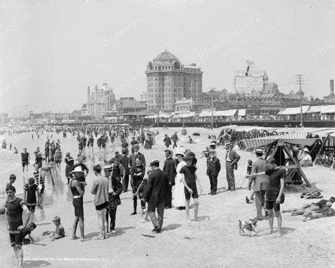 Bathers On The Beach Atlantic City 1908 Vintage 8x10 Reprint Of Old Photo - Photoseeum