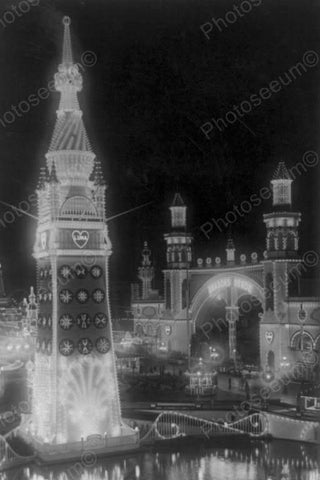 Coney Island Luna Park at Night 1900s 4x6 Reprint Of Old Photo - Photoseeum