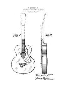 USA Patent Fred Gretsch Jr. Guitar 1940's Drawings - Photoseeum