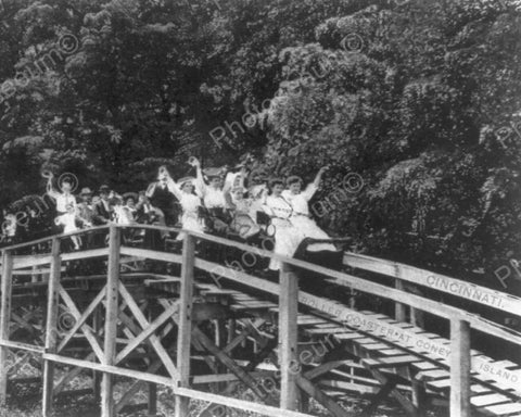 Coney Roller Coaster Riders In  Dresses! 8x10 Reprint Of Old Photo - Photoseeum