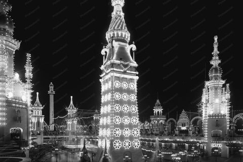 Coney Island Luna Park at Night 4x6 Reprint Of Old Photo - Photoseeum