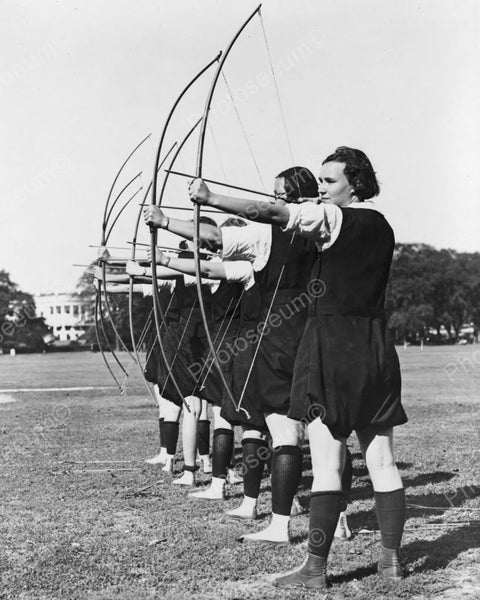 Archery Line Of Girls Aim Bow & Arrows Vintage 1900s Reprint 8x10 Old ...