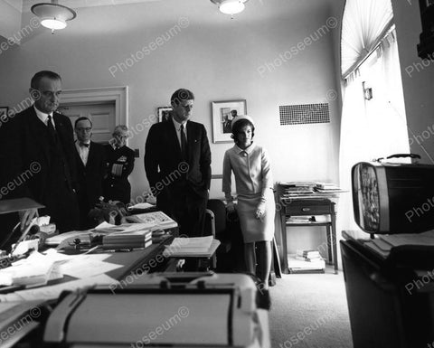 Kennedy And Crew Watching News Vintage 8x10 Reprint Of Old Photo - Photoseeum