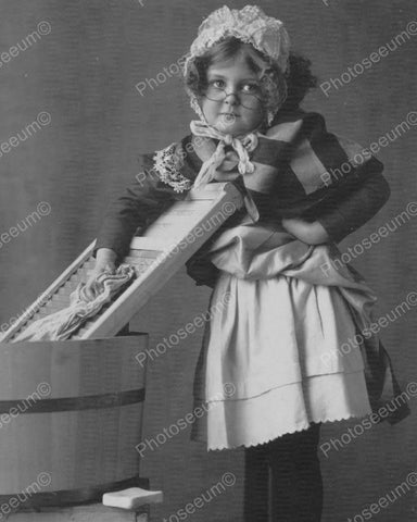 Victorian Little Girl W Bonnet Apron 8x10 Reprint Of Old Photo - Photoseeum