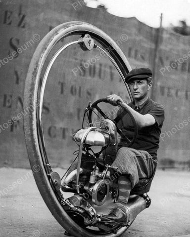 One Wheel Motorcycle Vintage 8x10 Reprint Of Old Photo - Photoseeum