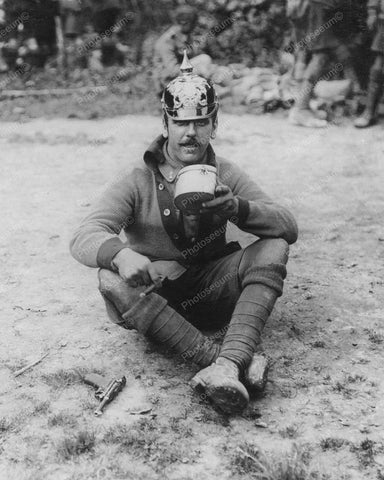 Soldier Rests With Hand Gun Vintage 8x10 Reprint Of Old Photo - Photoseeum