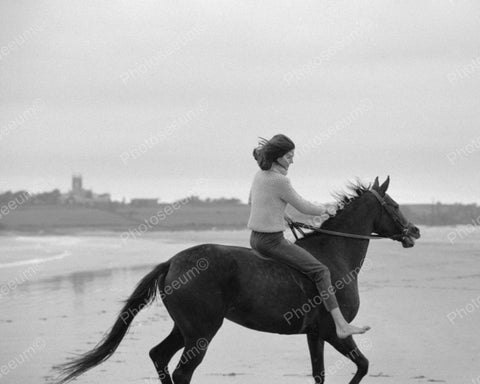 Jacqueline Kennedy Riding Horse On Beach Vintage 8x10 Reprint Of Old Photo - Photoseeum