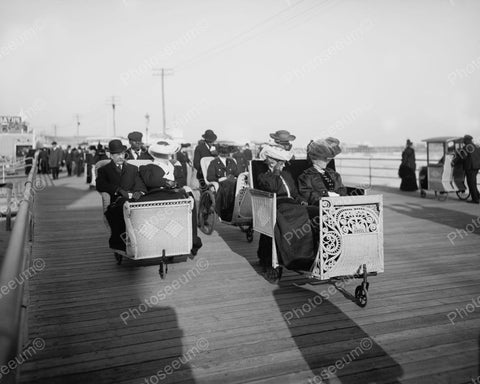 Atlantic City Tourist Push Carts 1910 Vintage 8x10 Reprint Of Old Photo - Photoseeum