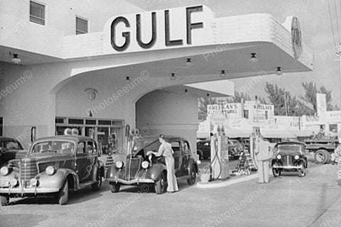 Gulf Gas Station & Antique Car Scene 1900 4x6 Reprint Of Old Photo - Photoseeum