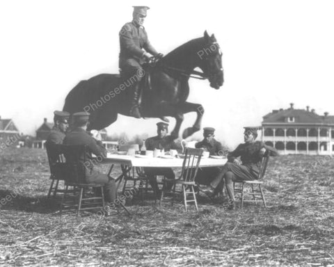 Horseback Jumping Over The Table 1930's Vintage 8x10 Reprint Of Old Photo - Photoseeum