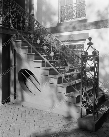 Iron Stair Case Railings 1940's Vintage 8x10 Reprint Of Old Photo - Photoseeum