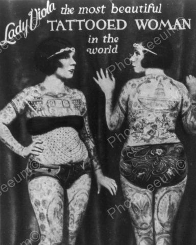 Lady Viola Beautiful Tattooed Woman 8x10 Reprint Of Old Photo - Photoseeum