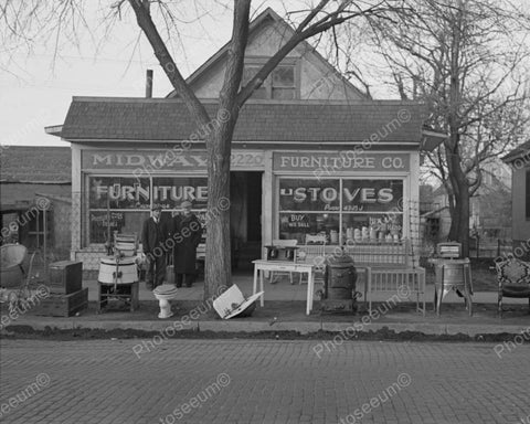 Midway Store Selling Furniture & Stoves 1936 Vintage 8x10 Reprint Of Old Photo - Photoseeum