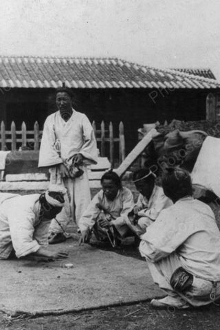 Koreans Gambling in the Street 1900s 4x6 Reprint Of Old Photo - Photoseeum