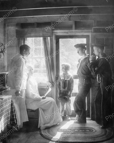 Sailors Visiting Their Mother 1913 Vintage 8x10 Reprint Of Old Photo - Photoseeum