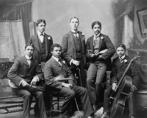Young Group Of Musicians 1899 Vintage 8x10 Reprint Of Old Photo - Photoseeum