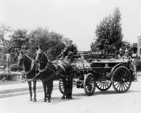 Fire Men On Horse Drawn Fire Wagon 1900s Old 8x10 Reprint Of Photo - Photoseeum