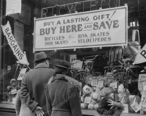 Window Shopping For Toys & Sporting Goods 1940 Vintage 8x10 Reprint Of Old Photo - Photoseeum