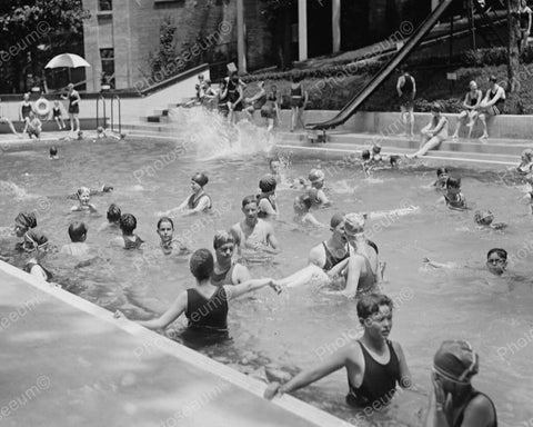 Swimming Pool Long Water Slide 1923 Vintage 8x10 Reprint Of Old Photo - Photoseeum
