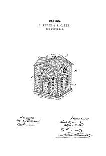 USA Patent Kyser & Rex Mechanical Bank 1880's Drawings - Photoseeum