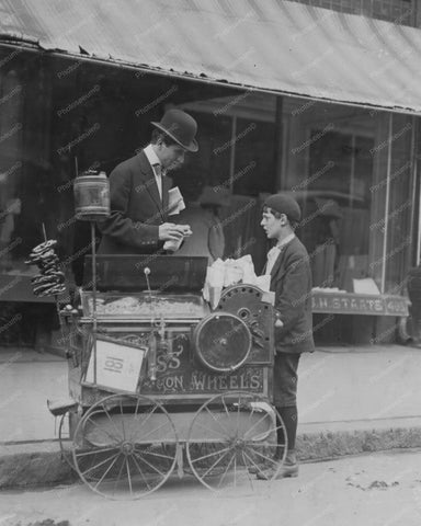 Antique Peanut Wagon Vendor &  Boy 8x10 Reprint Of Old Photo - Photoseeum