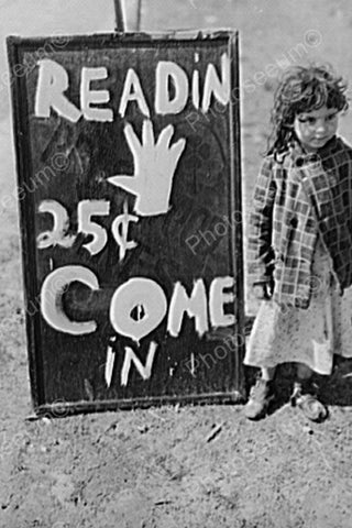 Little Girl Fortune Teller 25 Cent Reads 4x6 Reprint Of Old Photo - Photoseeum