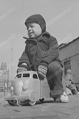 Small Boy Tot Steers 4 Wheel Truck! 4x6 Reprint Of Old Photo - Photoseeum