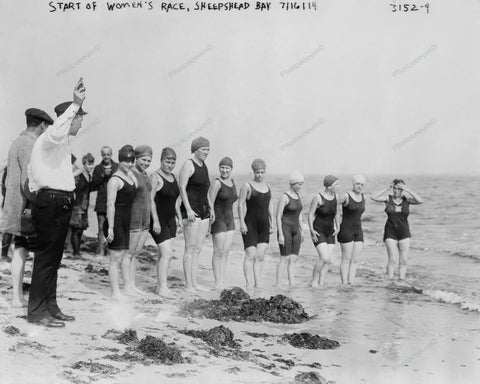 Women's Swimming Race Start 1914 Vintage 8x10 Reprint Of Old Photo - Photoseeum