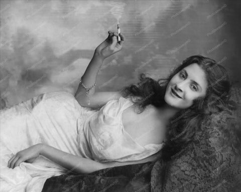Woman In Sultry Pose With Cigarette 1900 8x10 Reprint Of Old Photo - Photoseeum