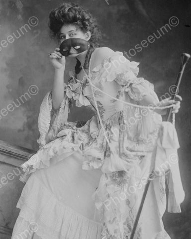 Woman Dressed For Masquerade Vintage 8x10 Reprint Of Old Photo - Photoseeum