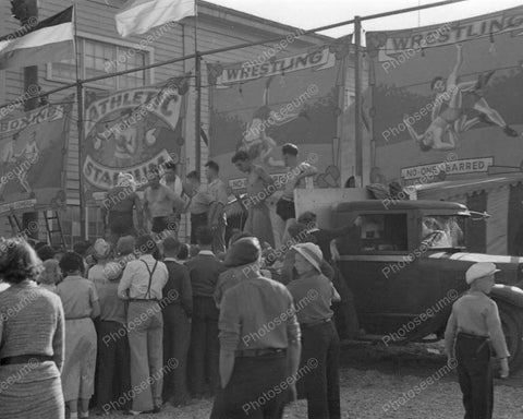 Wrestling Boxing Amusement Park Side Show 1936 Vintage 8x10 Reprint Of Old Photo - Photoseeum