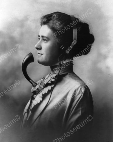 Woman Telephone Operator Portrait 1900s 8x10 Reprint Of Old Photo - Photoseeum