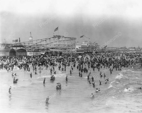 New York Busy Beach Scene! 8x10 Reprint Of Old Photo - Photoseeum