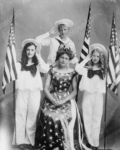Young Americans In Patriotic Outfits!  8x10 Reprint Of Old Photo - Photoseeum