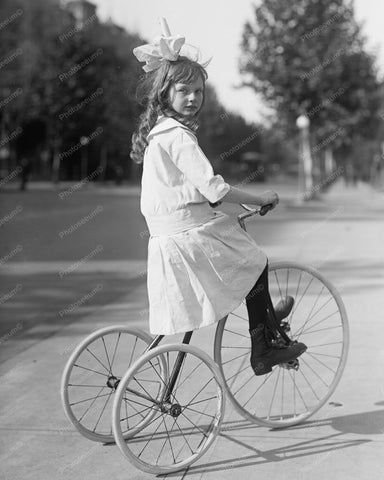 Victorian Girl On Antique Tricycle 8x10 Reprint Of Old Photo - Photoseeum