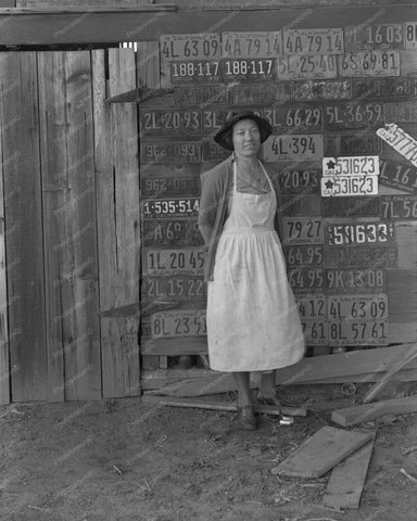 Lady Posing With Wall of Calif Plates 8x10 Reprint Of Old Photo - Photoseeum