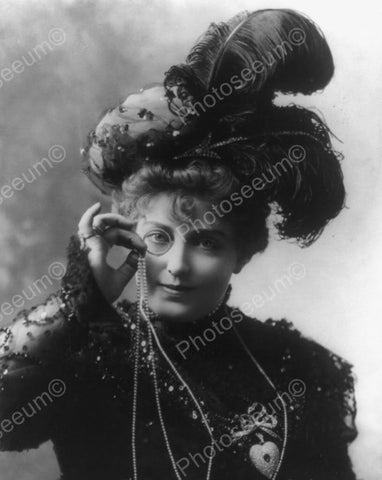 Victorian Lady & Monocle, Plume Hat 1800 8x10 Reprint Of Old Photo - Photoseeum