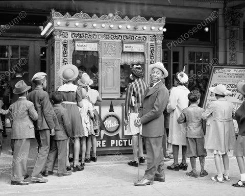 Movie Theatre Ticket Booth Line 1900s 8x10 Reprint Of Old Photo - Photoseeum